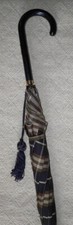 Vintage Burberry Ladies Umbrella Navy & Brown Check Navy Crook Handle & Tassel