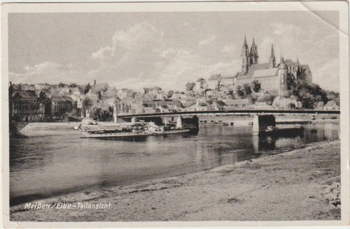 Postcard meissen elbe partial - meissen/elbe,,