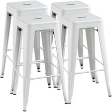 Set of 4 Metal Bar Stools Vintage Counter Bar Stool Stackable Chairs for Kitchen