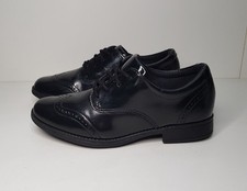 CLARKS SIZE 3UK EUR35.5 BOYS BLACK PATENT LEATHER FORMAL BROGUE SCHOOL SHOES