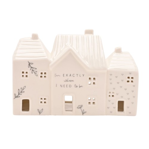 White ceramic house - white, tealight