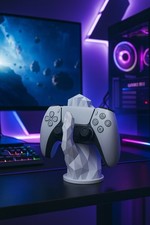 3D Printed PS5 Controller Stand – Geometric Hand – White