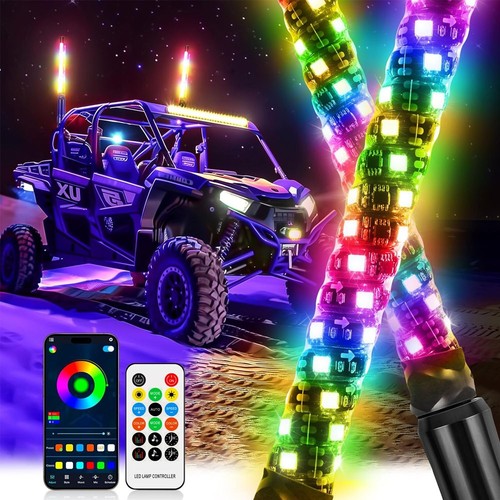 2pc 1ft rgb spiral led - 2pc, whip