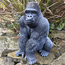 Vivid Arts Real Life Sitting Gorilla Ornament Weather-Resistant Garden Decor