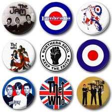 MOD BADGES (Various Designs) - 1" / 25mm Button Badge - Jam Who Weller Scooter