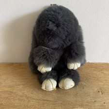 Kopenhagen Fur Rabbit Charcoal Grey Keychain/Handbag Accessory - Some Wear - 7"