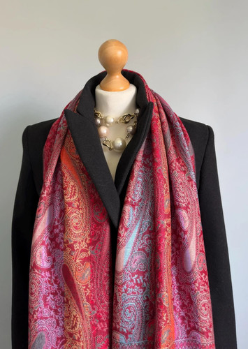 Bright red rainbow scarf - bright,