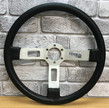 Genuine Fiat Strada Ritmo 390mm black polyurethane steering wheel. Abarth etc 8C