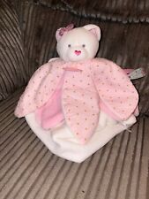 Doudou et Compagnie DC3550 Cat Comforter Soft Toy White & Pink Plush Blanket