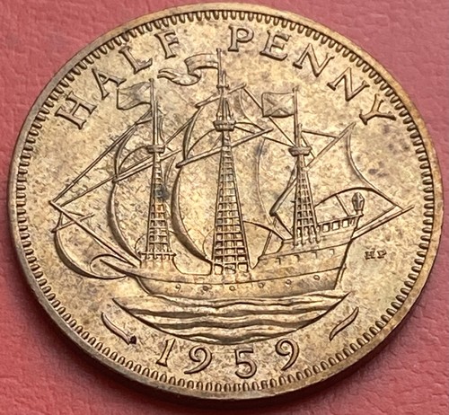1959 lustre halfpenny - lustre, halfpenny-golden