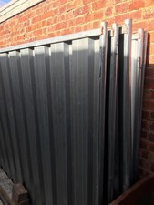 6 X METAL HOARDING PANELS SOLID FENCE WITH SUPPORTS