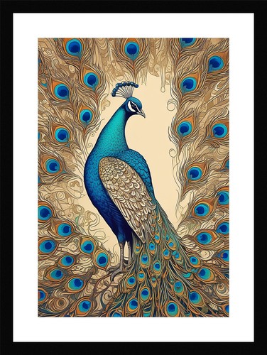 Graceful peacock framed wall - graceful,