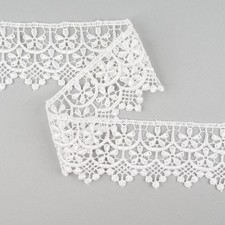 White Guipure Lace Floral Trim
