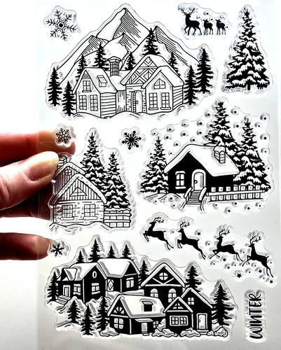 Clear stamps winter houses - clear,