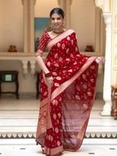 Red Bollywood Saree Party Wear