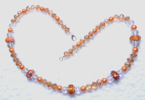 Glass beaded necklace orange - glass,