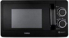 Tower T24042BLK Manual Microwave with Sleek Mirror Door, 800W, 20L, Blac