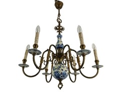 Delft chandelier blue white 6