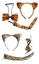 LEOPARD TIGER FANCY DRESS COSTUME EARS TAIL BOW TIE HALLOWEEN ANIMAL COSTUME