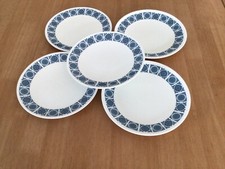 Vintage 1970s Royal Tuscan Wedgwood China, blue charade 5 x tea plates - used