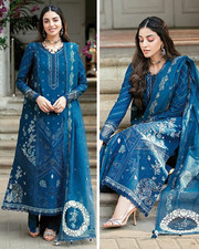 Pakistani Designer Embroidered Cotton Unstitched Suit 3 PC Shalwar Kameez