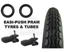 2 x EASI-PUSH PRAM STROLLER TYRES + BENT VALVE TUBES suits BUGABOO