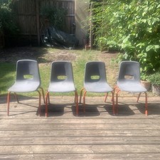 Four Plastic Metal School / Nursery Kids Child Enfants Stacking Chairs 