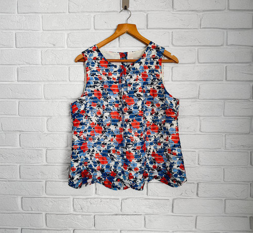Oasis floral top red blue - oasis,