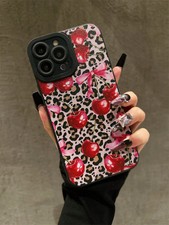 Cherry Leopard Print Phone Case For iPhone 16 15 14 13 12 11 Pro Max Shockproof 