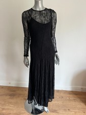 TED BAKER Maxi Dress Womens TB 2 UK 10 Black Lace Inner Dress Long Sleeve  NEW