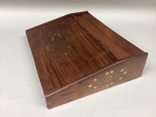 Vintage teak writing box - writing, slope