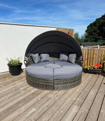 Rattan outdoor garden grey day - garden,