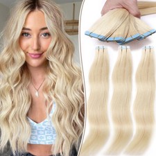 Tape In On 100% Remy Human Hair Extensions Skin Weft Full Head 60pcs 150g THICK