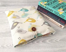 Handmade Book Sleeve Cover Padded Pouch Little Birds Fabric Bookish Gift