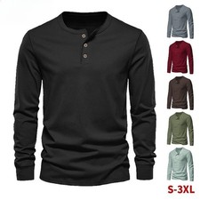 Men's T Shirts Long Sleeve T-shirt Mens Henley Neck Casual Daily Wear Basic Tops