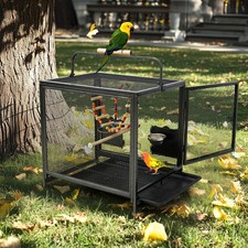 Large Iron Bird Cage Travel Parrot Carrier Cage Outdoor Walk Handheld Bird Crate