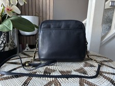 Vintage JOHN LEWIS Real Leather NAVY Blue Cross Body Bag SHOULDER BAG Small