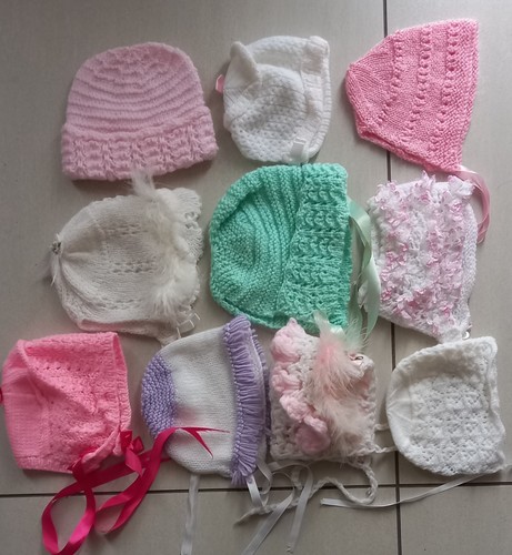 Bundle baby girl knitted - knitted, hats