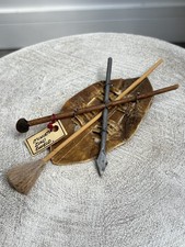 Vintage Small African Tribal Folk Zulu Shield Real Cow Hide Wall Hanging 18 cm