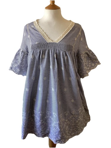 Zara blue striped broderie - zara,