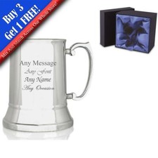 Personalised Engraved Stainless Steel Tankard with Premium Satin Lined Gift Box