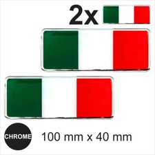 2x Italy Italian flags 3D Chrome Sticker Car Domed Resin Side Badge Emblem Decal