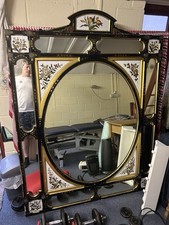 Antique Victorian ebonised over-mantle mirror  