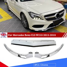 3Pcs Front Bumper Lip Moulding Trim Chrome For Mercedes Benz CLS W218 2015-2018