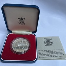 The Royal Mint Boxed Queen Elizabeth Silver Jubilee 1977 Sterling Silver Crown 