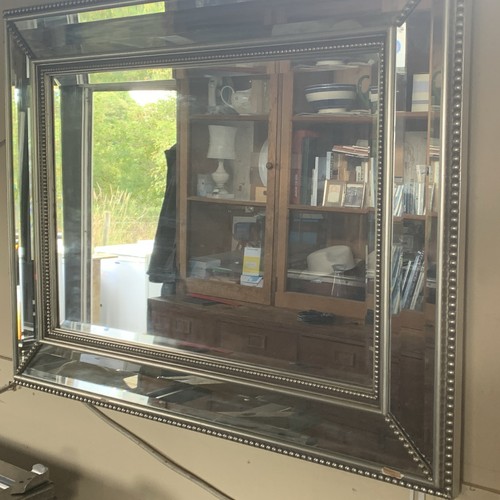 Large silver glass mirror - mirror, wall
