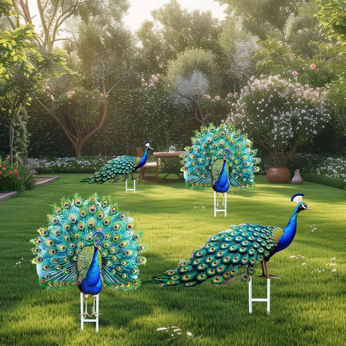 Pcs metal peacock statue - peacock,