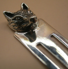 Pretty Solid Silver 925 Bookmark With A Fox Head Topper - Paper Money Clip