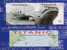 TONGA: IMPERFORATE 2012 $3.85 Titanic 100th Anniversary of Tragic Loss MS MUH
