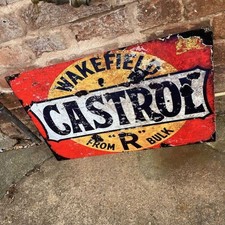 Wakefield Castrol Motor Oil Vintage Metal Advertising Wall Sign